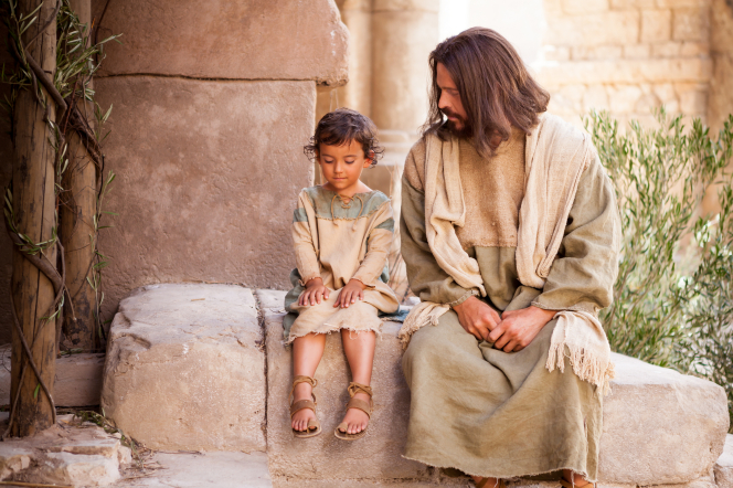 Jesus with little child.